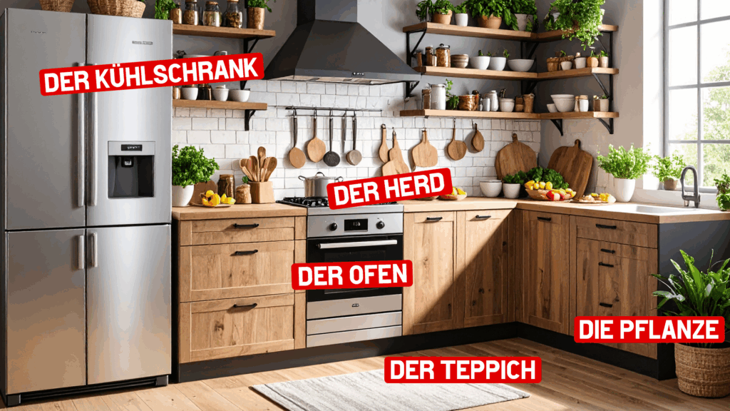 Rotule o máximo de objetos da sua casa com o nome e artigo em alemão
